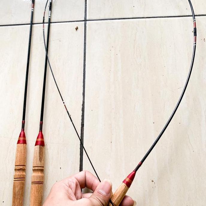 Joran fiber solid lentur gagang kayu wader 100 cm , 120 cm | fiber lentur nilem