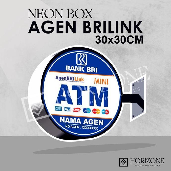 Neon Box Akrilik Agen BRILink Bulat 30x30 Cm