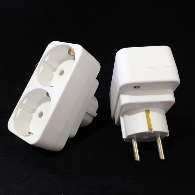 Steker T Multi + Stop Kontak 2 Lubang Putih MATSUI - MT315