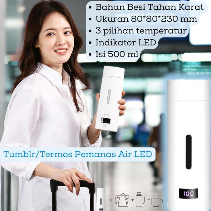 LED Thermos Tumbler Teko Pemanas Air Portable Elektrik Thermal Listrik Minuman Stainless KALI