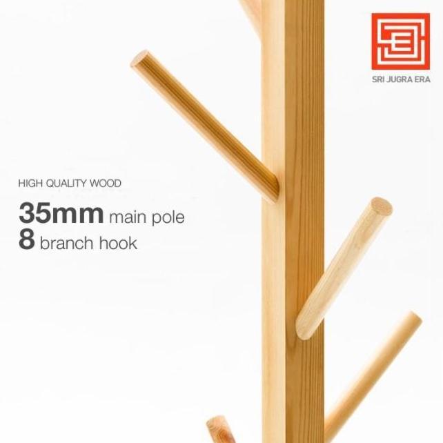 Stand Hanger Kayu Gantungan Baju Tas Gantungan Berdiri Multifungsi