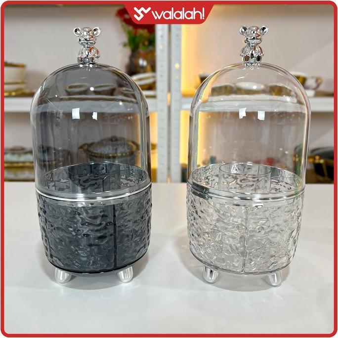 Rak Sendok Bulat Bisa diputar 360 derajat dengan tutup beruang lucu - Tempat Sendok Putar Unik KS