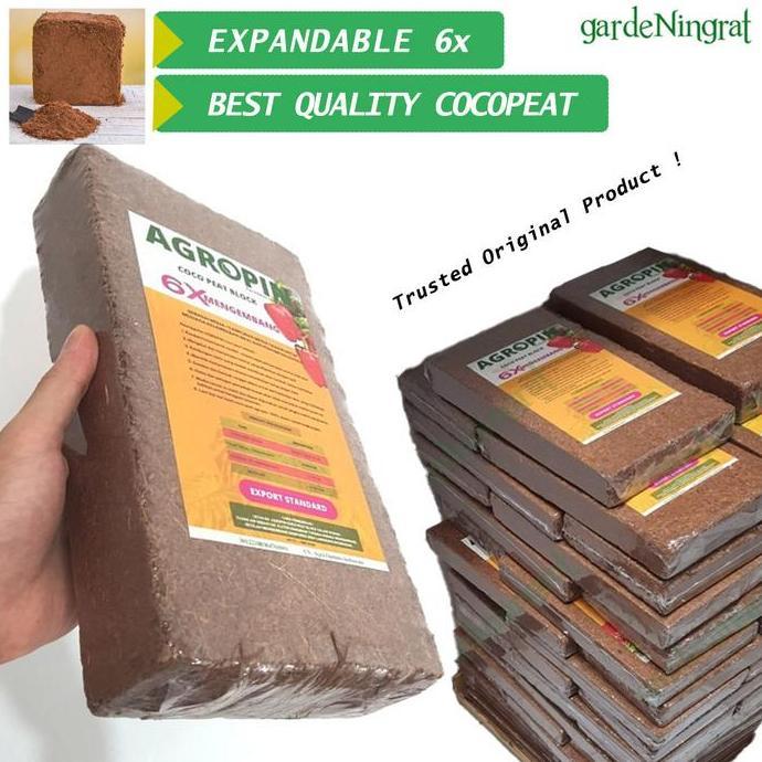 CocoPeat Premium Low EC AGROPIN, Coco Peat BLOCK 1 kg Super Expandable