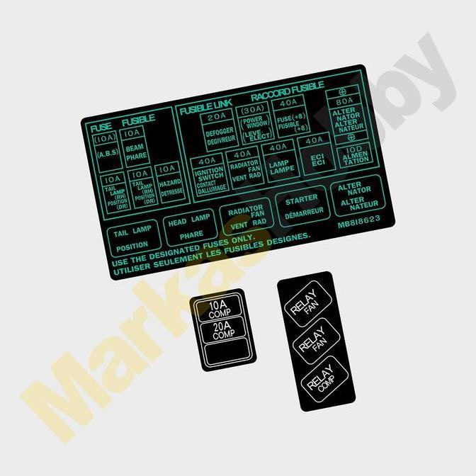 Premium Stiker Mitsubishi Lancer CB Fuse Box Sikring Set Promo