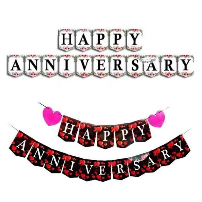 banner tulisan happy anniversary birthday