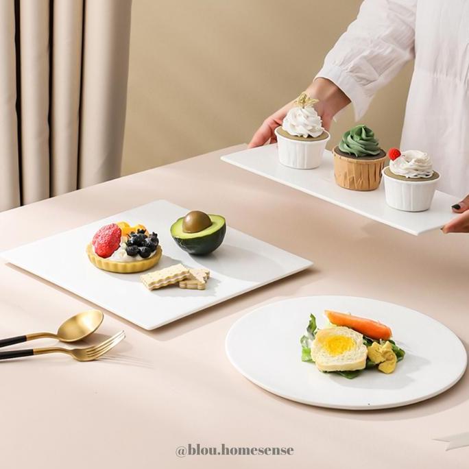Piring Keramik Flat Bulat Putih Hotel Aesthetic Piring Saji Mewah KM