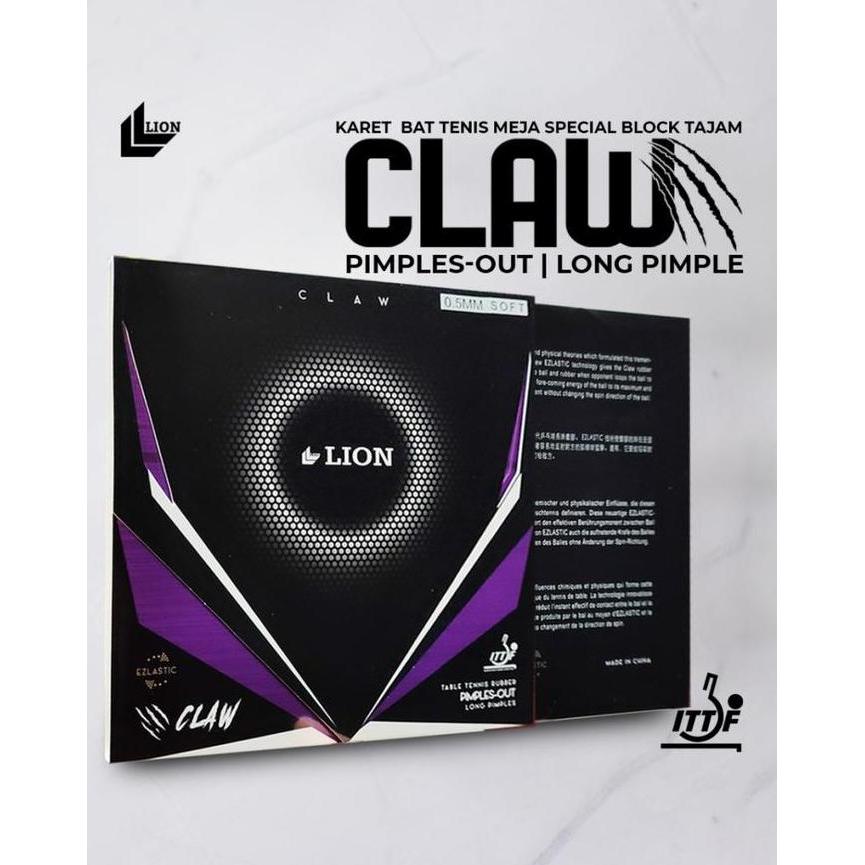 Karet Bat Tenis Meja Lion Claw Bintik Panjang Sponge 0.5mm