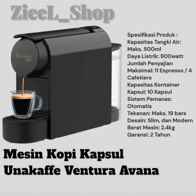 Mesin Kopi kapsul Unakaffe Ventura Avana Hitam- Coffee Mesin kapsul Unakaffe Excelso