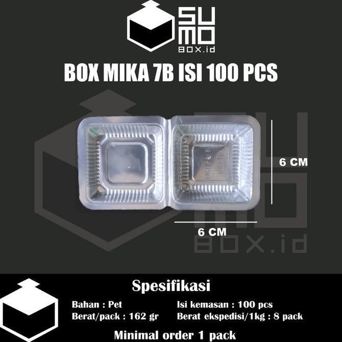 Box Mika Plastik 7B isi 100pcs / Mika Kotak Kecil Wadah Makanan Kue Basah Snack