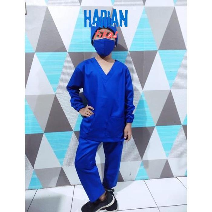 PL30 SD83 Baju Oka Anak Lengan /  Tangan Panjang Karet / Baju Dokter Jaga Kecil / Kostum Profesi Hem