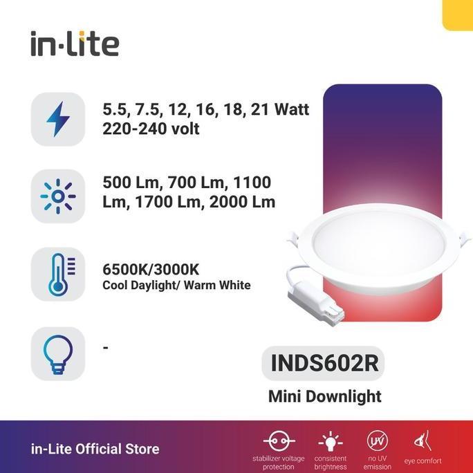 Lampu Downlight Led INDS602R 18 Watt Inlite Slim