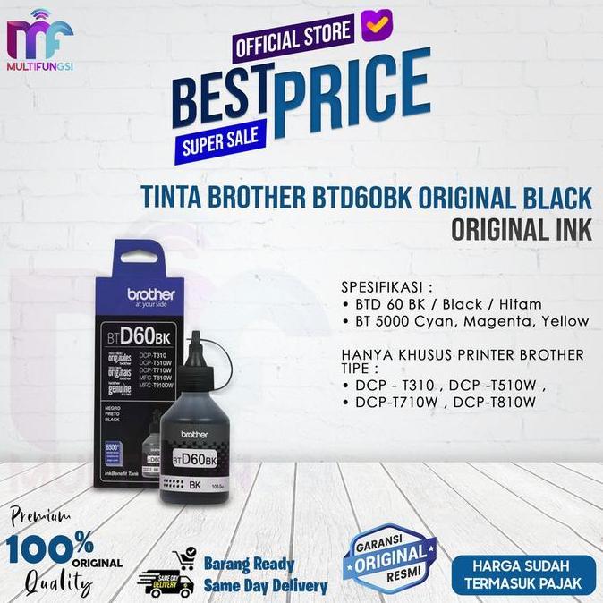 Tinta Brother BTD60 BK Black BTD 60 BK Dye Ink