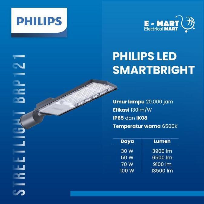 PHILIPS SMARTBRIGHT LAMPU JALAN PJU BRP121 LED39/CW 30W 30WATT IP66 ORIGINAL DAN TERPERCAYA
