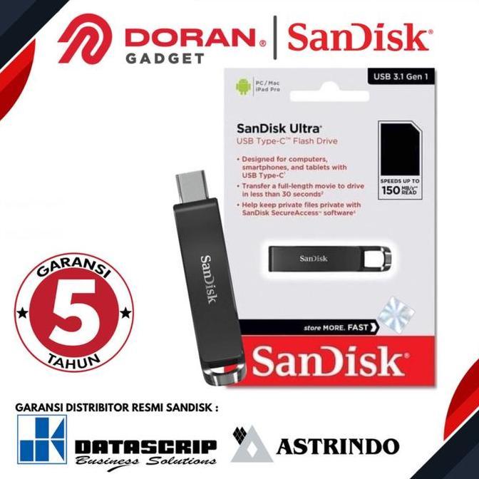Sandisk Flashdisk Ultra CZ460 USB Type C Flashdisk 32GB 64GB 128GB