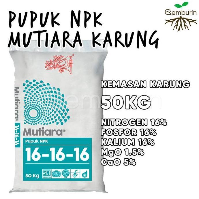 Pupuk NPK Mutiara 16-16-16 Biru 50kg Kemasan Karung Pabrik Meroke Asli