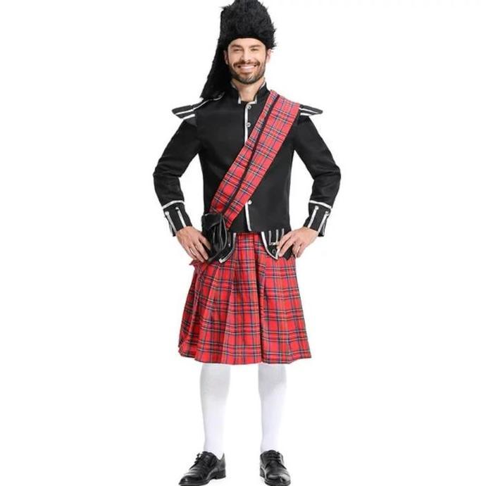 SCOTLAND MAN EUROPEAN SCOTTISH ENGLAND BRITISH HALLOWEEN COSTUME PRIA SKOTLANDIA EROPA INGGRIS COSTU