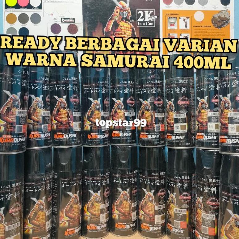 Pilok Pilox Cat Semprot Samurai Black, Clear, Red, Blue, Green, Gold,Silver,Yellow, Green Doff Dop M