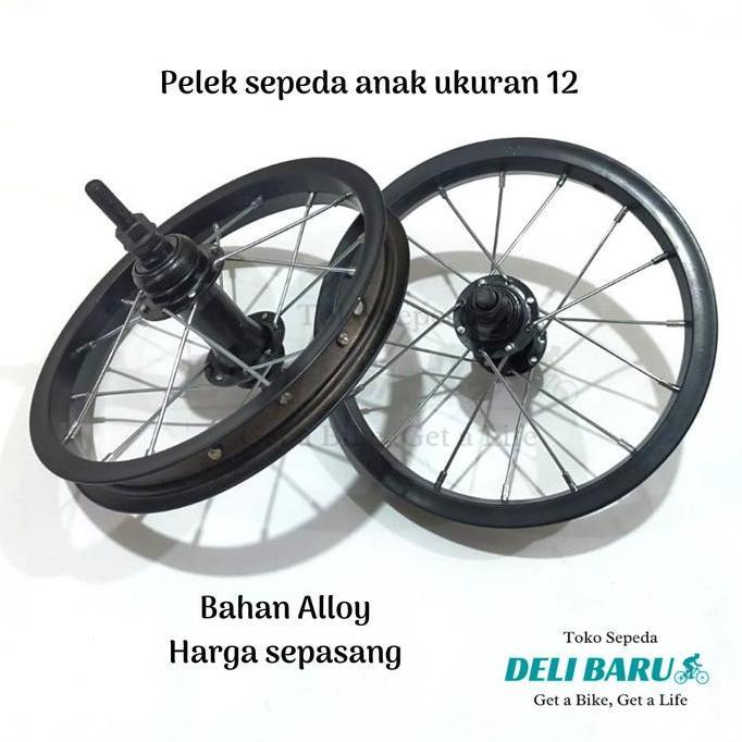 Promo Pelek jadi Wheelset ukuran 12 Velg Alloy hitam SEPASANG sepeda anak COD
