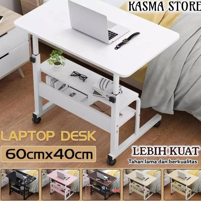 Meja Laptop Komputer Serbaguna Lipat Portable Kerja Belajar Dorong