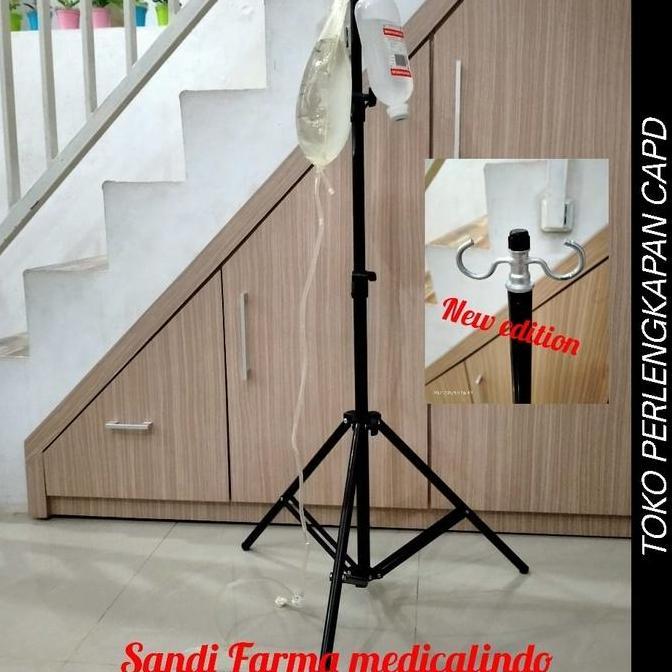Toko Perlengkapan Capd Tiang Infus Portable 2 Gantungan Tinggi 200Cm Beban 4Kg Perlengkapan Capd Hem