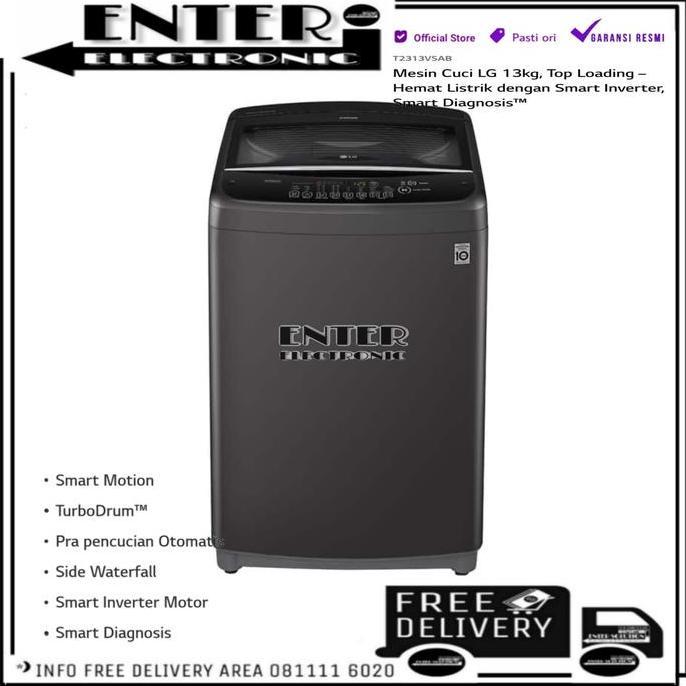 TERMURAH - LG T2313VSAB - MESIN CUCI 1 TABUNG LG SMART INVERTER 13 KG T2313 VSAB