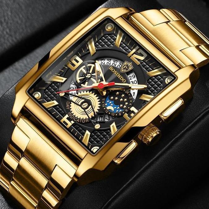 DF167>> BINBOND C25 Jam Tangan Pria 100% Original Petak Terbaru Bisnis Tanggal Analog Stainless Stee