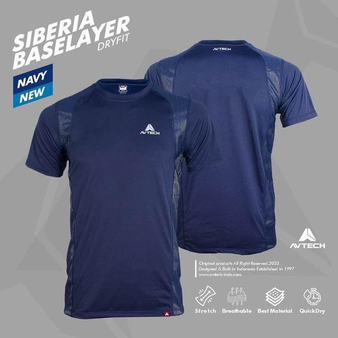 AVTECH - Baselayer Kaos Manset Lengan Pendek Baju Olahraga Sepeda Gunung Hiking Dry Fit - SIBERIA