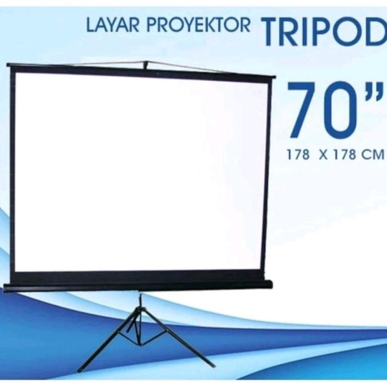 Layar Proyektor/ Layar Proyektor Tripod 70 Inch / Screen Proyektor Manual Wall 70 Inch Proyektor