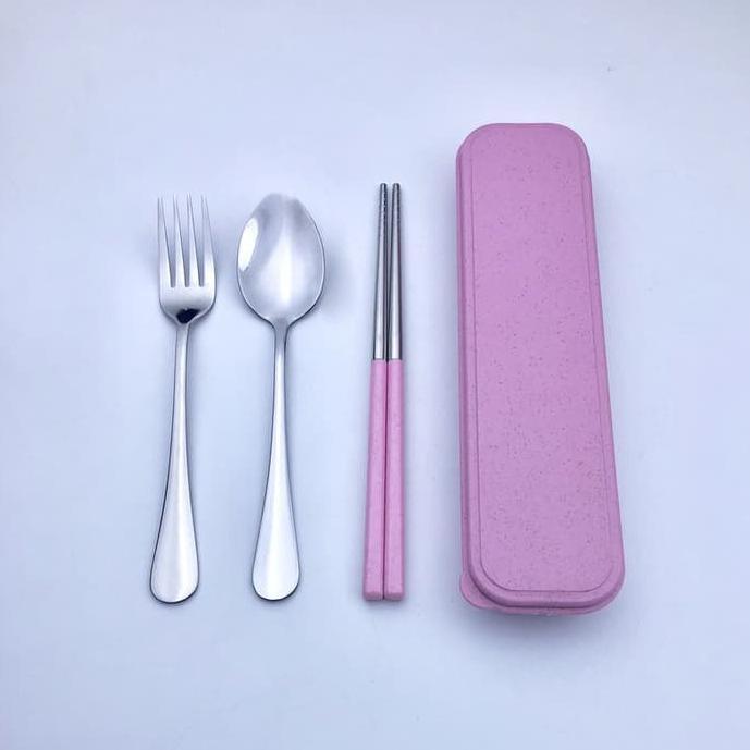 INFORMA Appetite Set Alat Makan 3 Pcs SENDOK GARPU Portabel Sendok