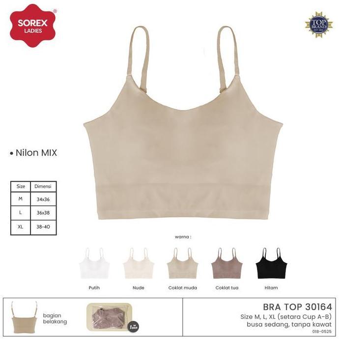 Promo Sorex Bra Top Seamless Tanpa Kawat Busa Sedang Inner Tanktop Cup A-B 30164 COD