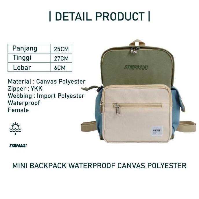 Mini Backpack Canvas Waterproof Pria Wanita Bordir Symposia