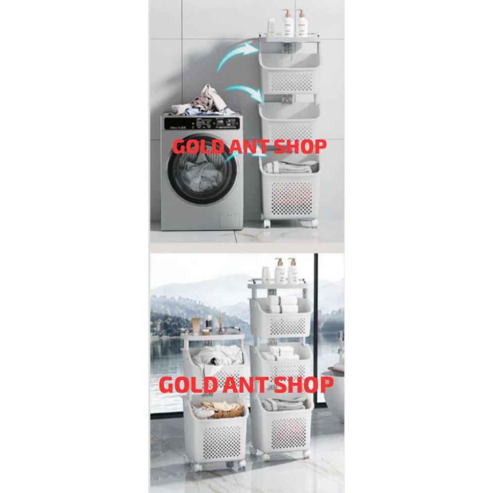 Keranjang Plastik Baju Laundry Serbaguna Susun 3 Jumbo Besar Keranjang Laundry