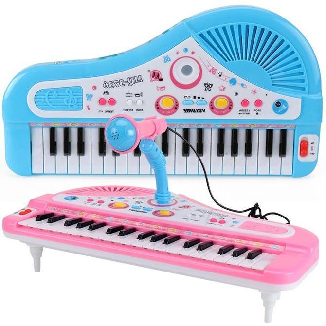 Kunci Piano Keyboard Elektronik 37 untuk Anak-anak dengan Mikrofon Alat Musik Mainan Hadiah Mainan P