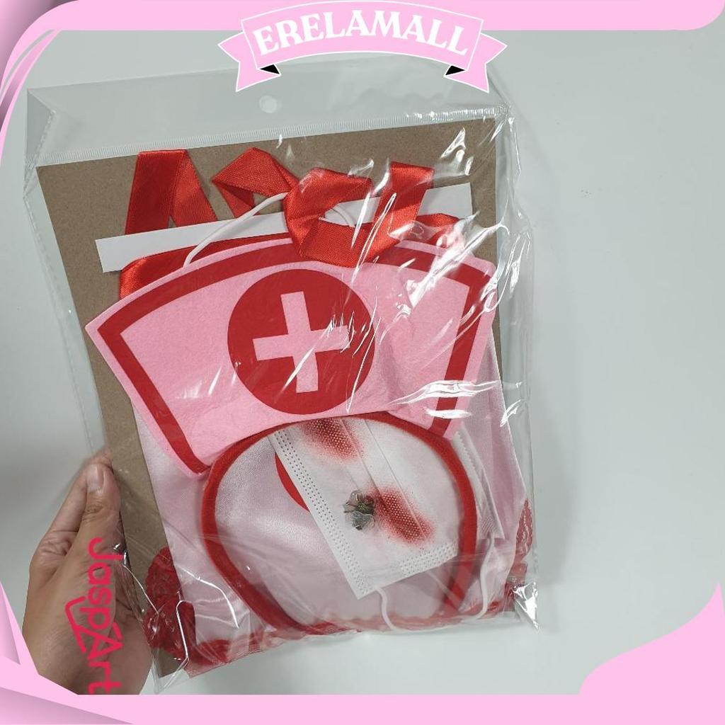 Kostum Bando Masker Suster Set Halloween Party Cosplay Hantu Suster Promo