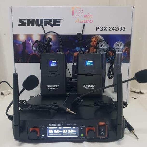 Mic Wireless Shure PGX 242/93 isi 3 - 1 pegang 1 jepit 1 bando Original