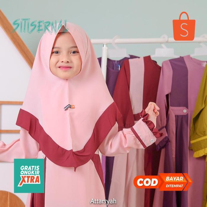 RHH-1823 tru-63 TW39 Baju Muslim Anak Perempuan Set Aulia Kids / Gamis Syari Anak Perempuan Lengkap 