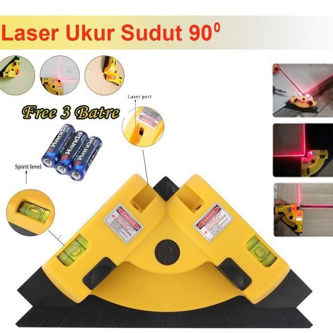 Laser Level Line Lantai Keramik Dinding Alat Ukur Sudut Siku Waterpass 90 Derajat Vertikal - Waterpa