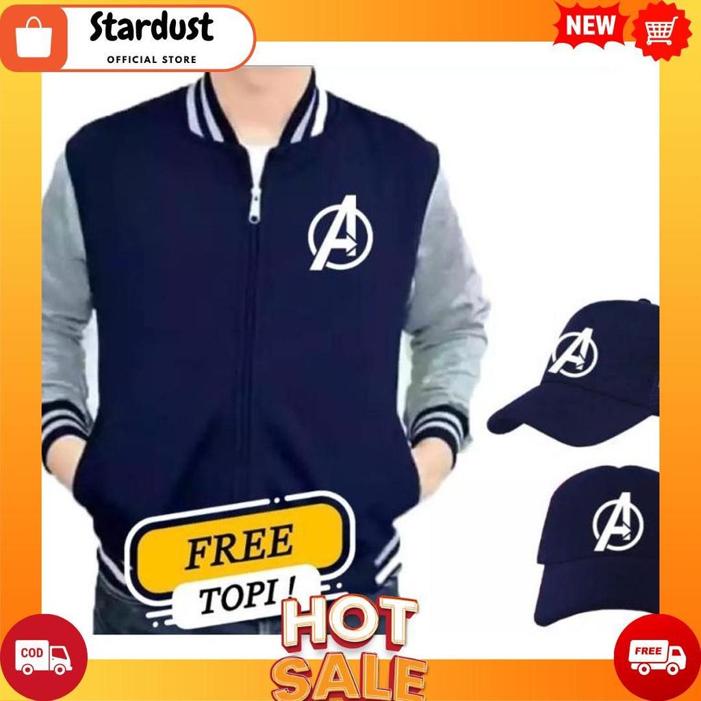 JAKET BASEBALL KOMBINASI LOGO AVENGERS BONUS TOPI [B1][B1]