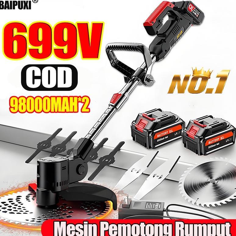 Diskon Hari Ini BAIPUXI Mesin Potong Rumput Tahan Rumput Liar dan Semak Belukar Taman Listrik Portab