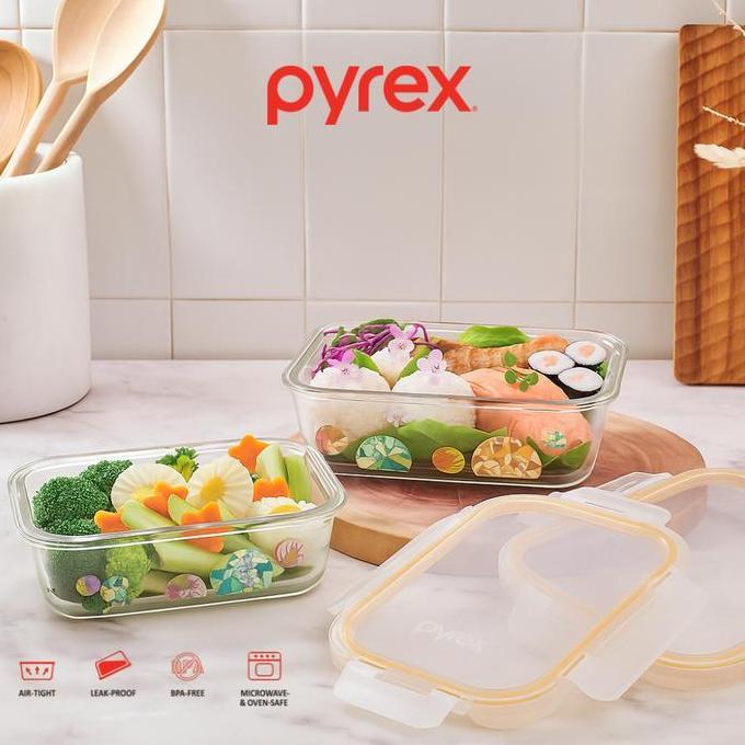 Terlaris Pyrex Bonbon Fleur 2Pc Glass Storage Set / Kotak Makan Kaca / Toples Kaca