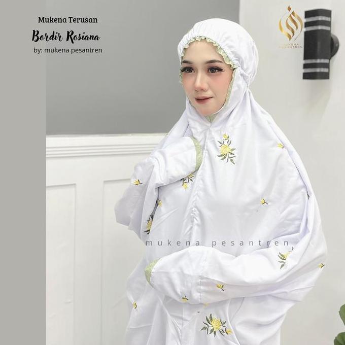 Terlaris Mukena Terusan Katun Micro Bordir Tabur Motif Rosiana Katun Cantik Panjang Tebal Muslim Dew