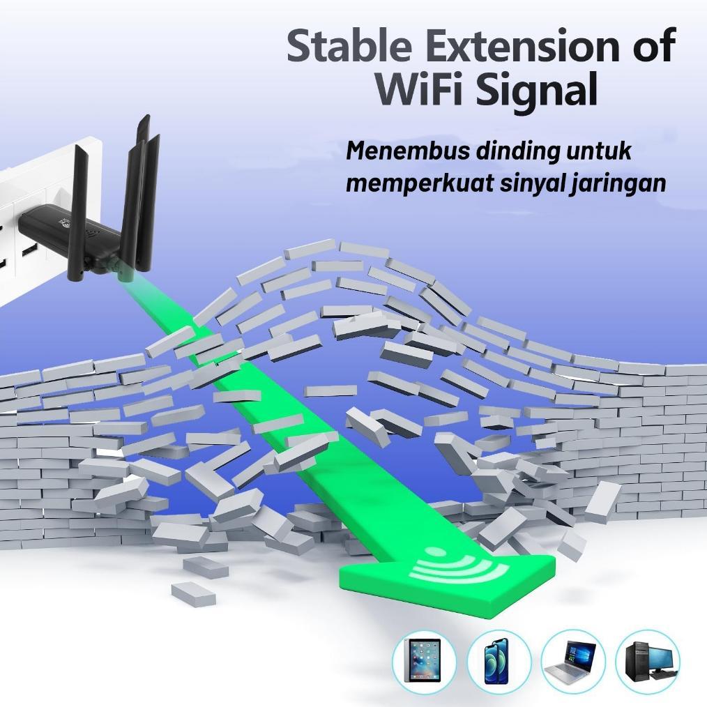 Wireless USB WiFi Repeater 300Mbps 4 Antena Penguat Sinyal Wifi Extender Router WiFi Signal Amplifie