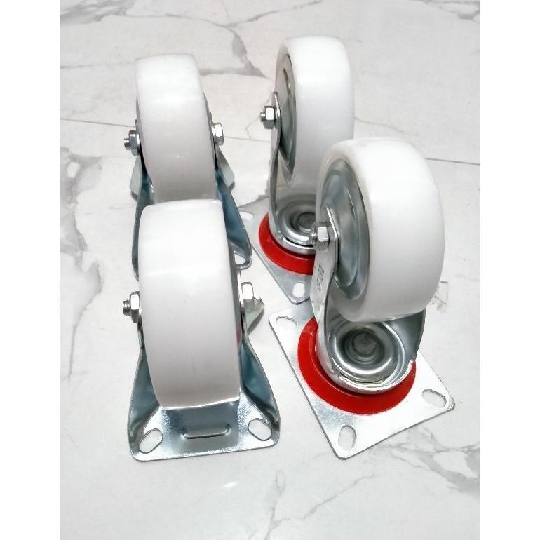 roda troli 4 inchi putih roda lori nilon 4 inchi satu set 4pcs Roda Troli
