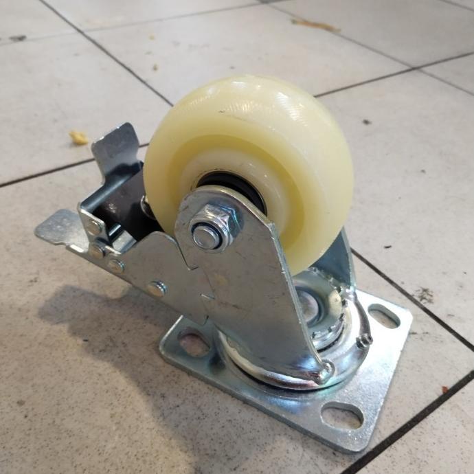 Roda Troli Nilon Heavy Duty 4 Inch Putar+Rem Roda Troli