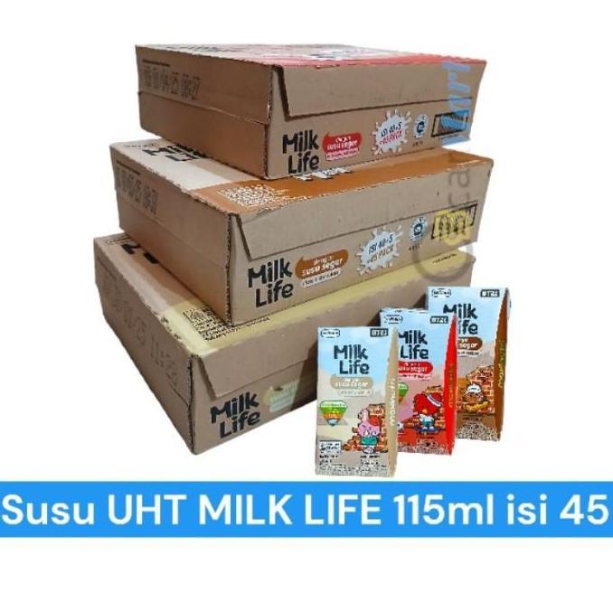 Susu MILK LIFE 1 Dus 115ml isi 40 Susu UHT Cokelat Stroberi Vanilla ABD