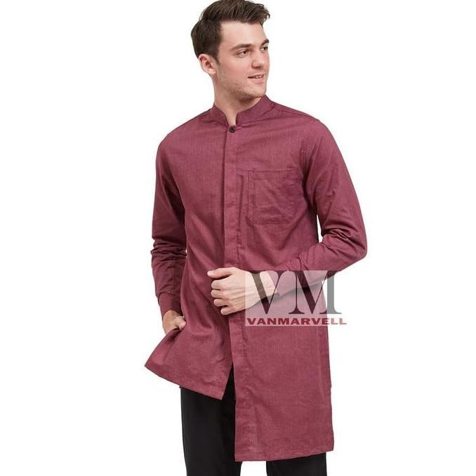 Promo VM Baju Koko Merah Maroon Gamis Panjang COD