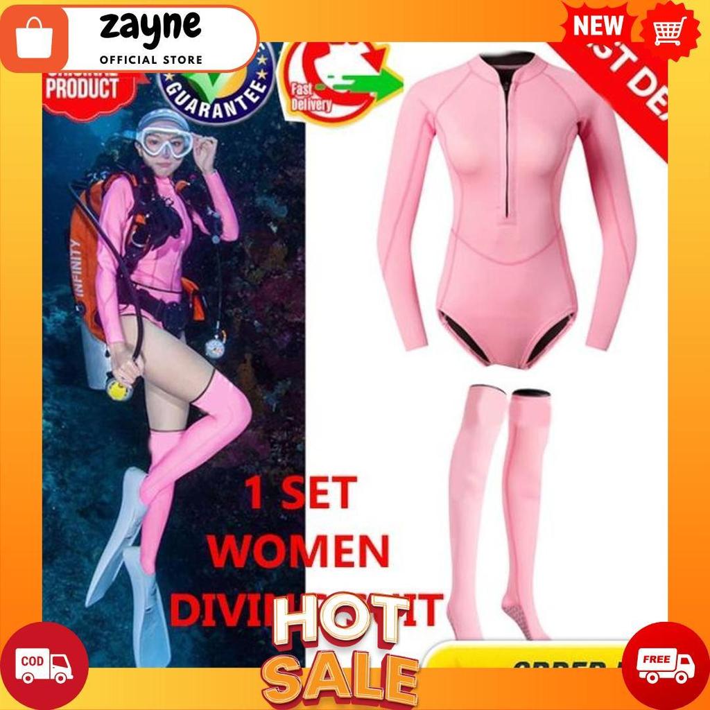 Wetsuit Wanita 3Mm Neoprene Divingsuit Woman - Wetsuit Zipper Ws13 Cod [H2]
