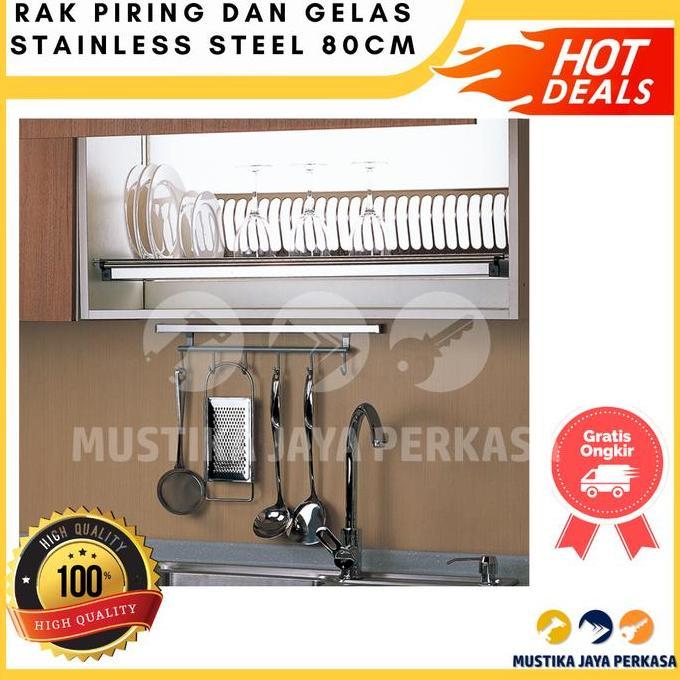 RAK PIRING STAINLESS RAK GELAS STAINLESS 80 CM