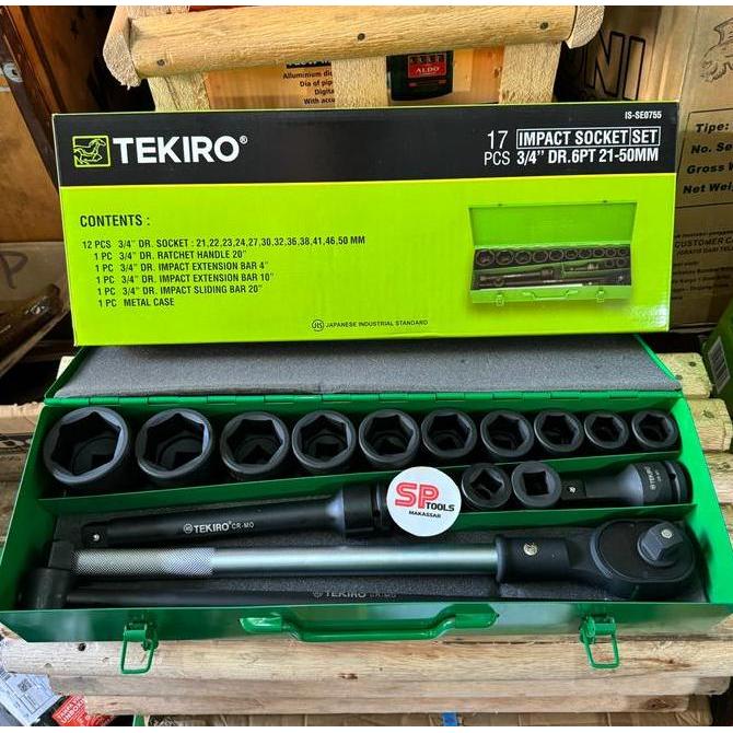 KUNCI SOCK SOK SHOCK SET 17PCS 17 PCS IMPACT HITAM 3/4" 3/4INCH TEKIRO