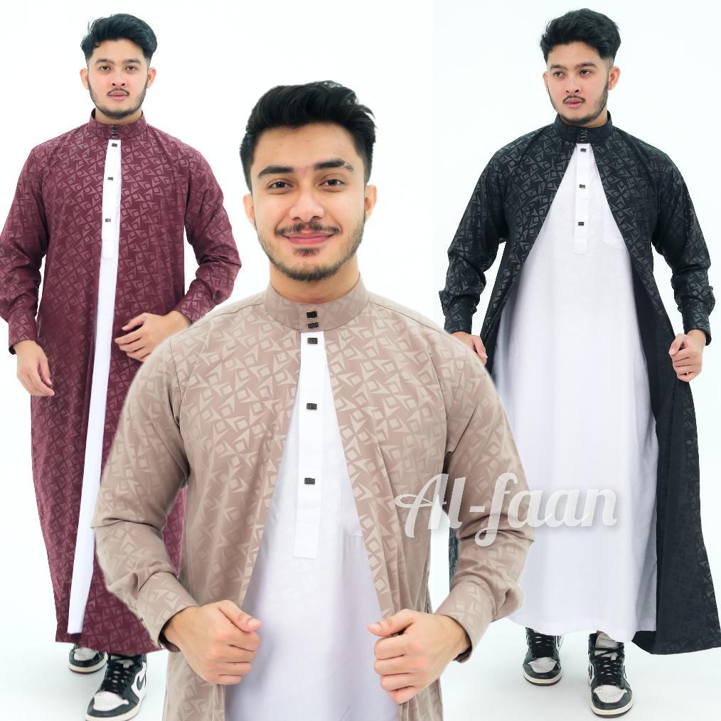 Jubah Reguler luaran manset Jubah Gamis Pria Jubah pria muslim jubah alfaan jubah sultan mewah Panja